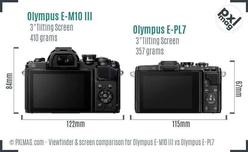 Olympus E-M10 III vs Olympus E-PL7 Screen and Viewfinder comparison
