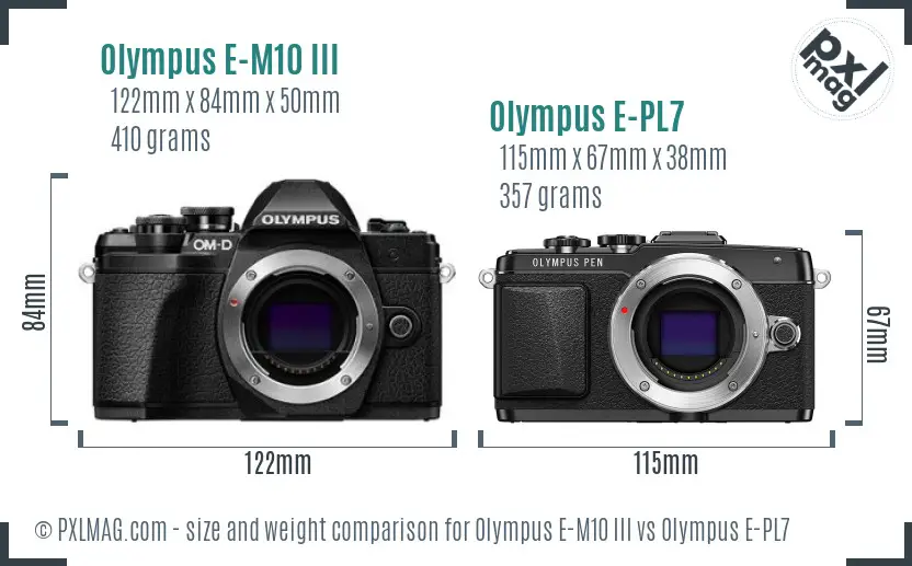 Olympus E-M10 III vs Olympus E-PL7 size comparison