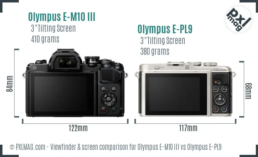 Olympus E-M10 III vs Olympus E-PL9 Screen and Viewfinder comparison