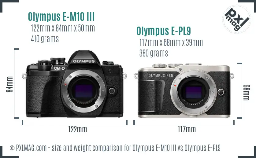Olympus E-M10 III vs Olympus E-PL9 size comparison