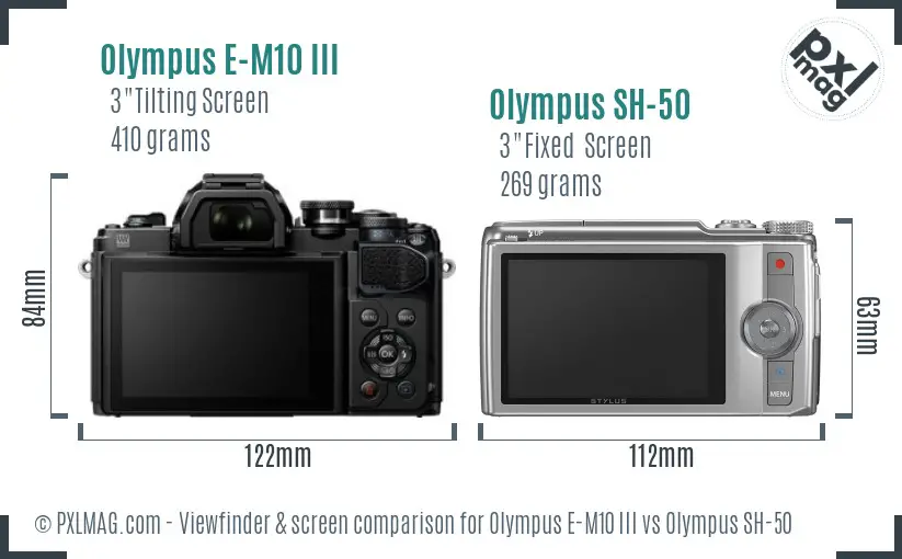 Olympus E-M10 III vs Olympus SH-50 Screen and Viewfinder comparison