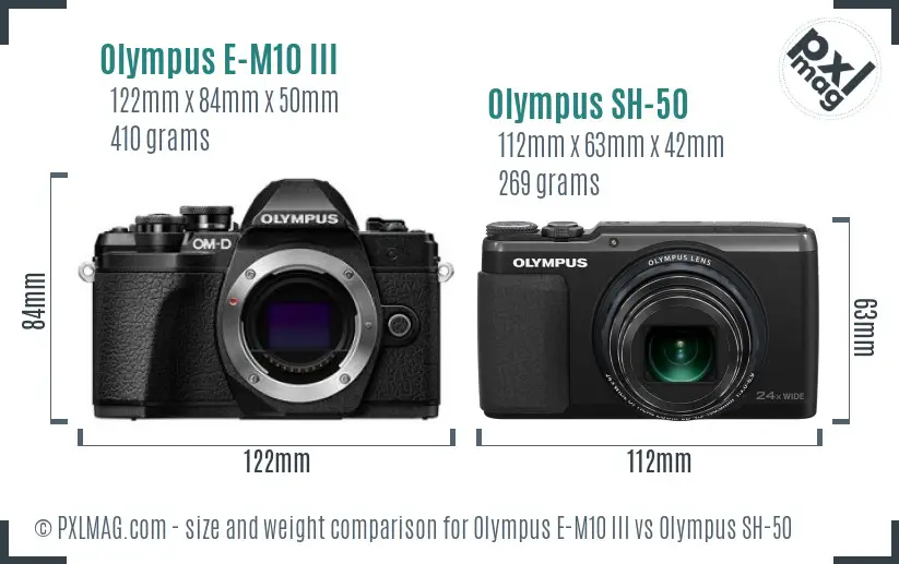Olympus E-M10 III vs Olympus SH-50 size comparison