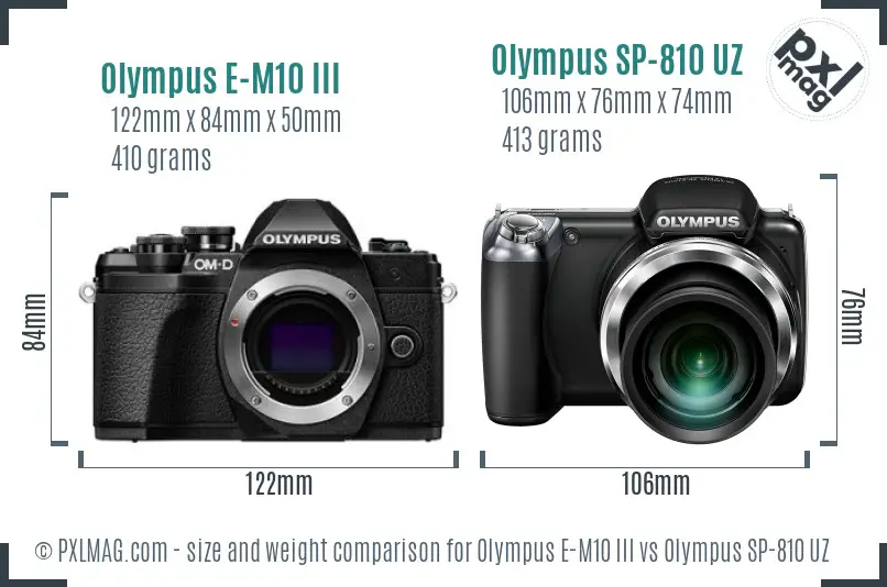 Olympus E-M10 III vs Olympus SP-810 UZ size comparison