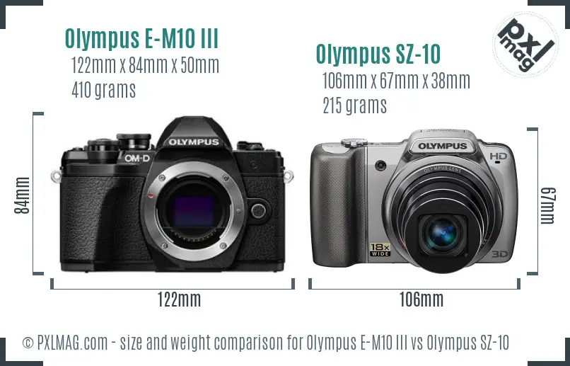 Olympus E-M10 III vs Olympus SZ-10 size comparison