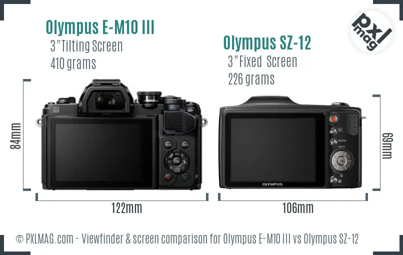 Olympus E-M10 III vs Olympus SZ-12 Screen and Viewfinder comparison