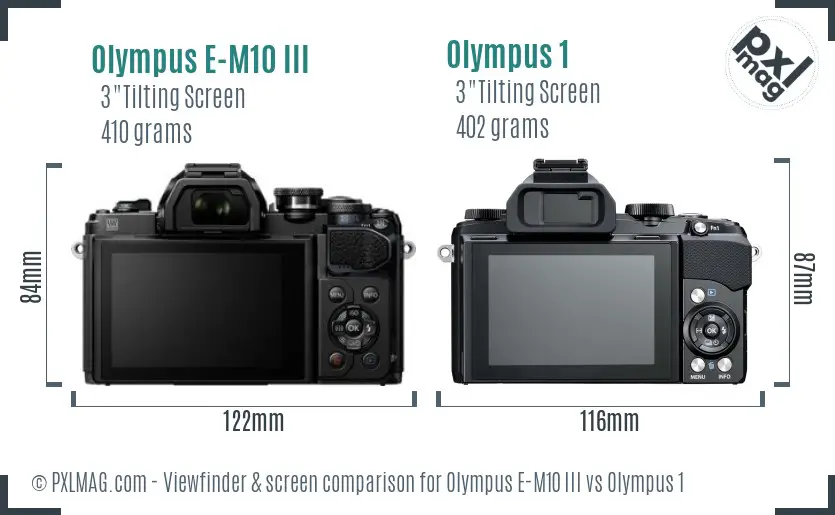 Olympus E-M10 III vs Olympus 1 Screen and Viewfinder comparison