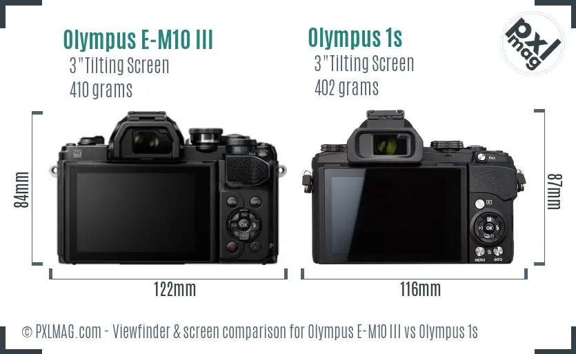 Olympus E-M10 III vs Olympus 1s Screen and Viewfinder comparison
