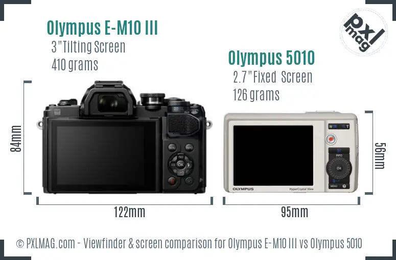 Olympus E-M10 III vs Olympus 5010 Screen and Viewfinder comparison
