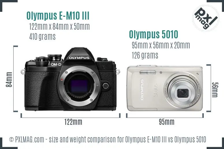 Olympus E-M10 III vs Olympus 5010 size comparison