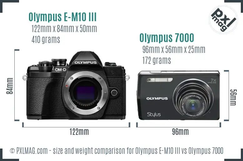 Olympus E-M10 III vs Olympus 7000 size comparison