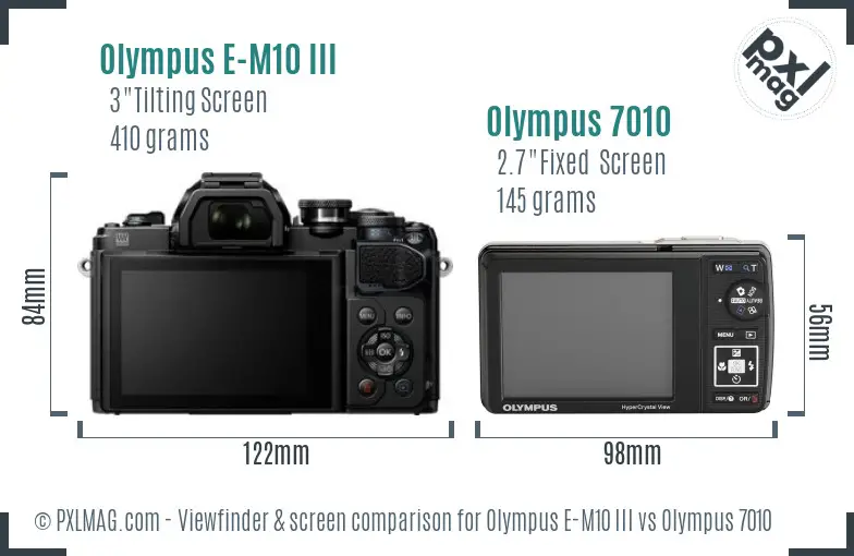 Olympus E-M10 III vs Olympus 7010 Screen and Viewfinder comparison