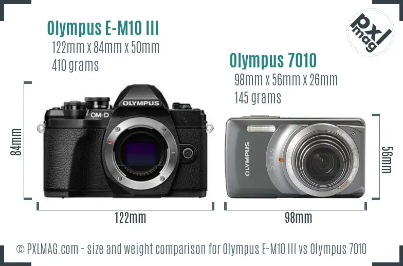 Olympus E-M10 III vs Olympus 7010 size comparison