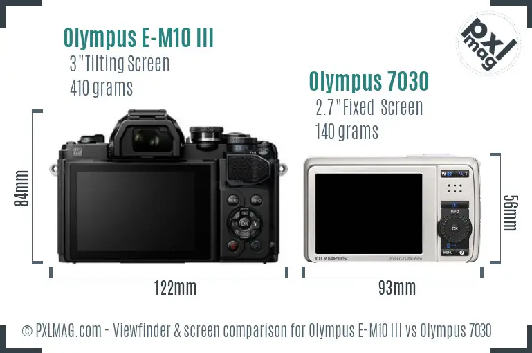 Olympus E-M10 III vs Olympus 7030 Screen and Viewfinder comparison