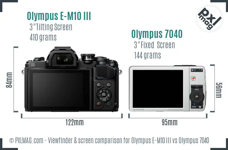 Olympus E-M10 III vs Olympus 7040 Screen and Viewfinder comparison