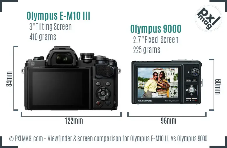 Olympus E-M10 III vs Olympus 9000 Screen and Viewfinder comparison