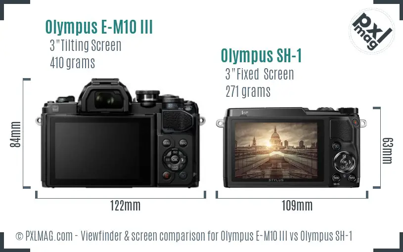Olympus E-M10 III vs Olympus SH-1 Screen and Viewfinder comparison