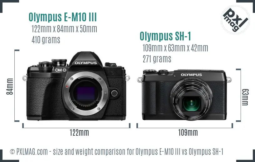 Olympus E-M10 III vs Olympus SH-1 size comparison