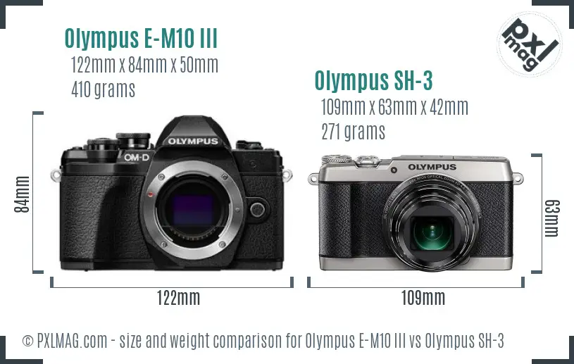 Olympus E-M10 III vs Olympus SH-3 size comparison