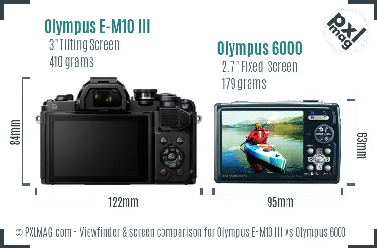 Olympus E-M10 III vs Olympus 6000 Screen and Viewfinder comparison