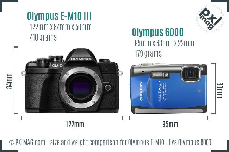 Olympus E-M10 III vs Olympus 6000 size comparison