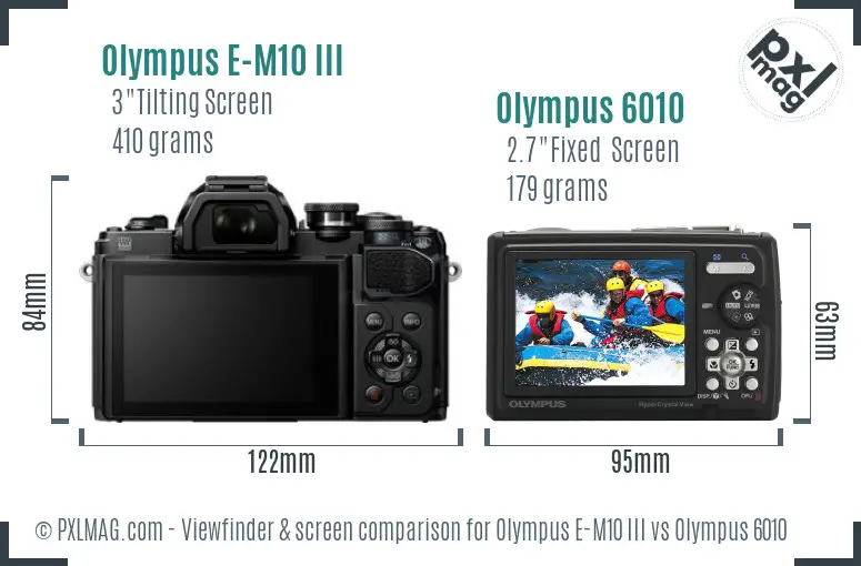 Olympus E-M10 III vs Olympus 6010 Screen and Viewfinder comparison