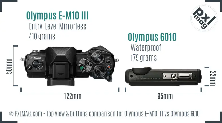 Olympus E-M10 III vs Olympus 6010 top view buttons comparison