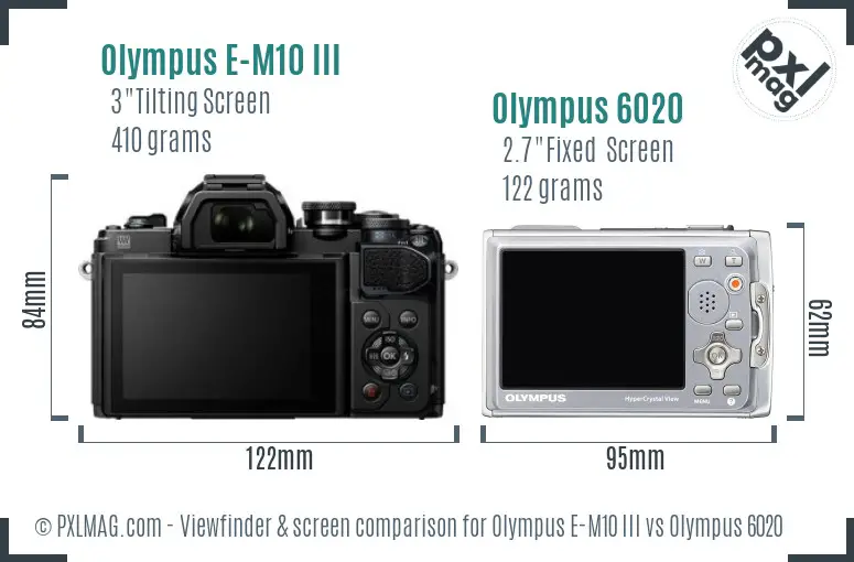 Olympus E-M10 III vs Olympus 6020 Screen and Viewfinder comparison