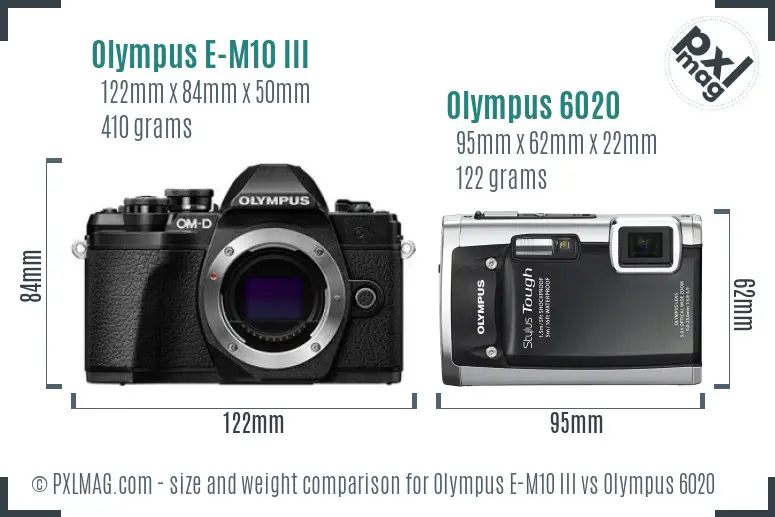 Olympus E-M10 III vs Olympus 6020 size comparison