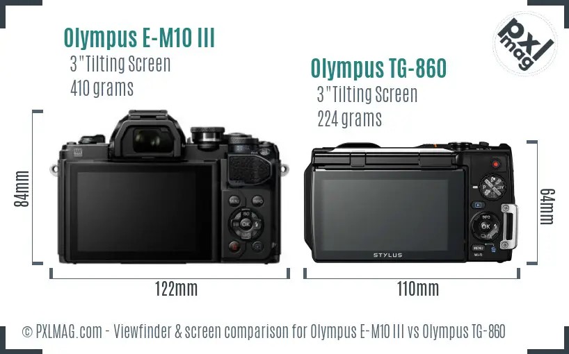 Olympus E-M10 III vs Olympus TG-860 Screen and Viewfinder comparison