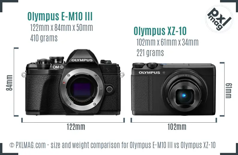 Olympus E-M10 III vs Olympus XZ-10 size comparison
