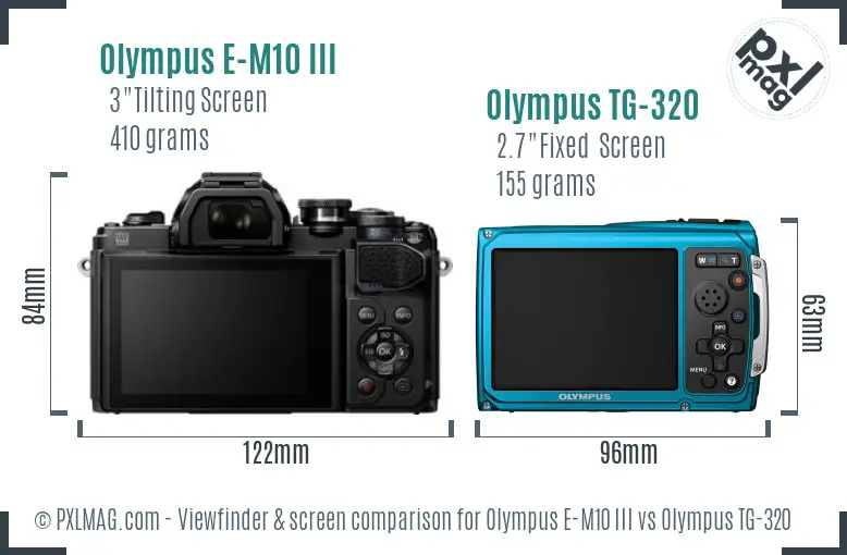 Olympus E-M10 III vs Olympus TG-320 Screen and Viewfinder comparison