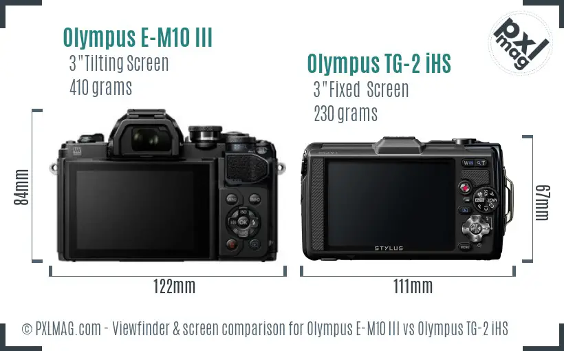 Olympus E-M10 III vs Olympus TG-2 iHS Screen and Viewfinder comparison