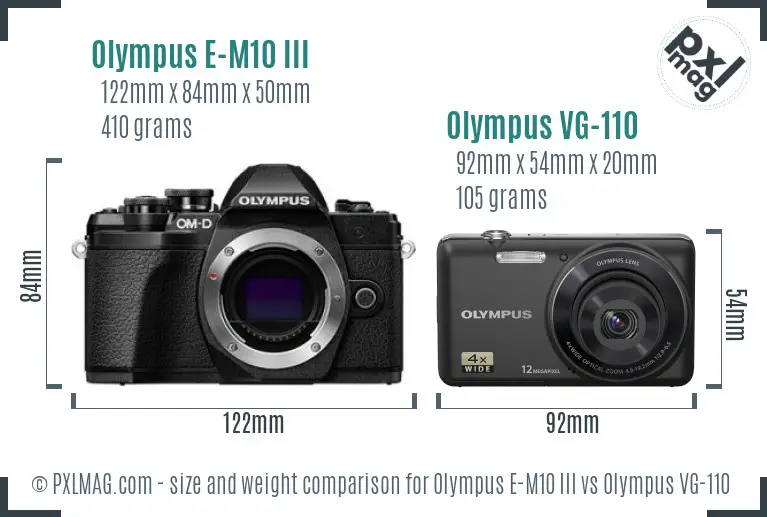 Olympus E-M10 III vs Olympus VG-110 size comparison