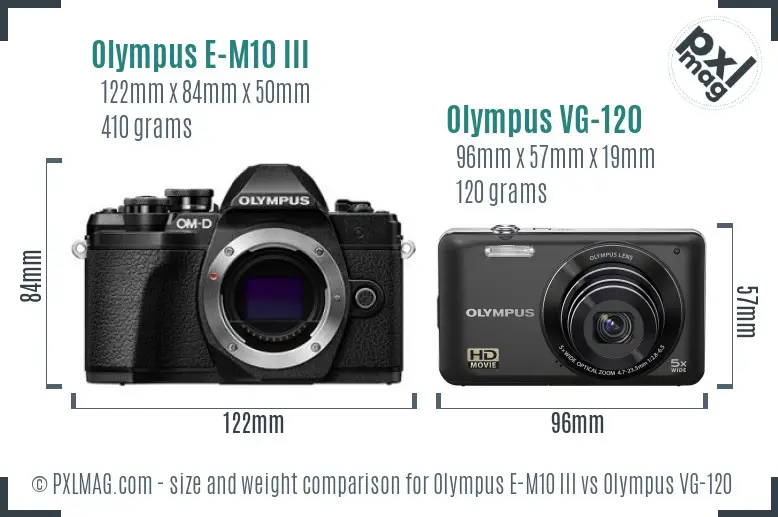 Olympus E-M10 III vs Olympus VG-120 size comparison