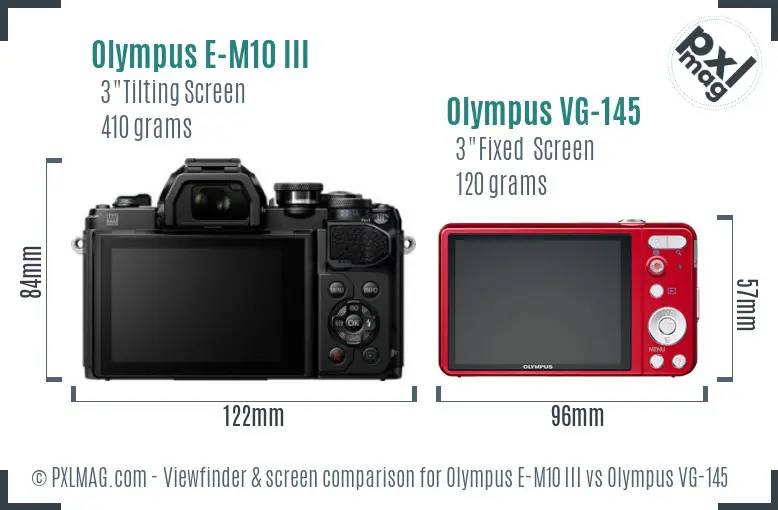 Olympus E-M10 III vs Olympus VG-145 Screen and Viewfinder comparison