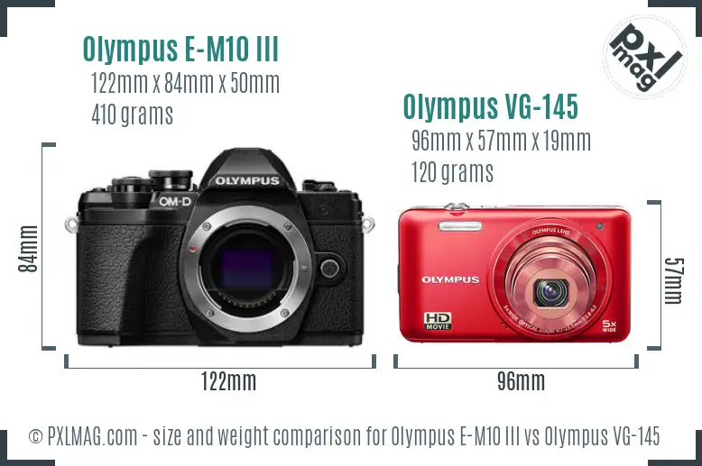 Olympus E-M10 III vs Olympus VG-145 size comparison