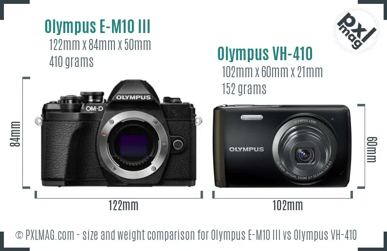 Olympus E-M10 III vs Olympus VH-410 size comparison