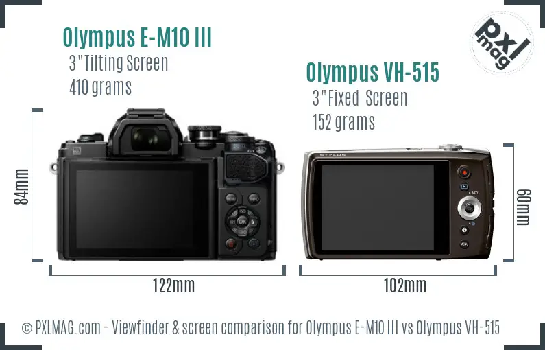 Olympus E-M10 III vs Olympus VH-515 Screen and Viewfinder comparison