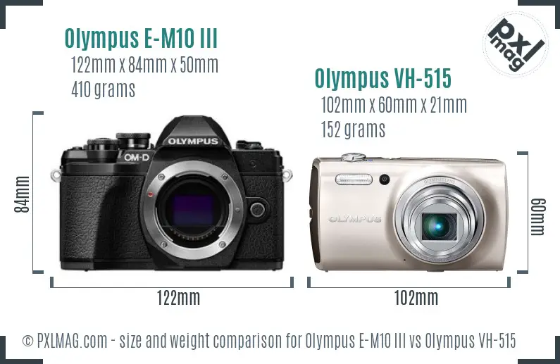 Olympus E-M10 III vs Olympus VH-515 size comparison