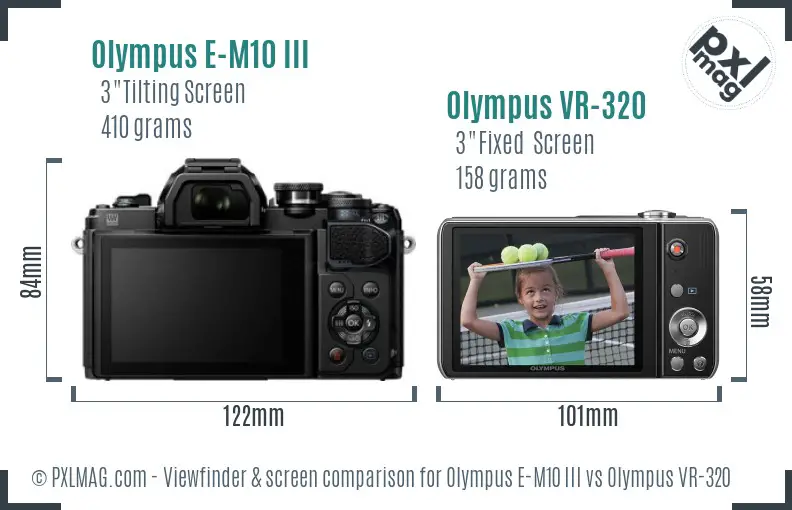 Olympus E-M10 III vs Olympus VR-320 Screen and Viewfinder comparison