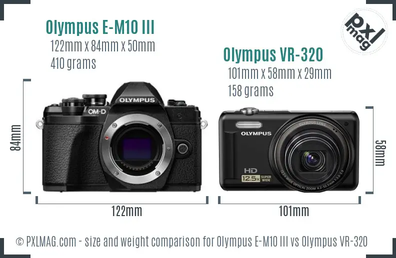 Olympus E-M10 III vs Olympus VR-320 size comparison