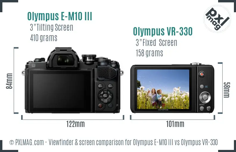 Olympus E-M10 III vs Olympus VR-330 Screen and Viewfinder comparison