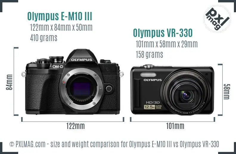 Olympus E-M10 III vs Olympus VR-330 size comparison