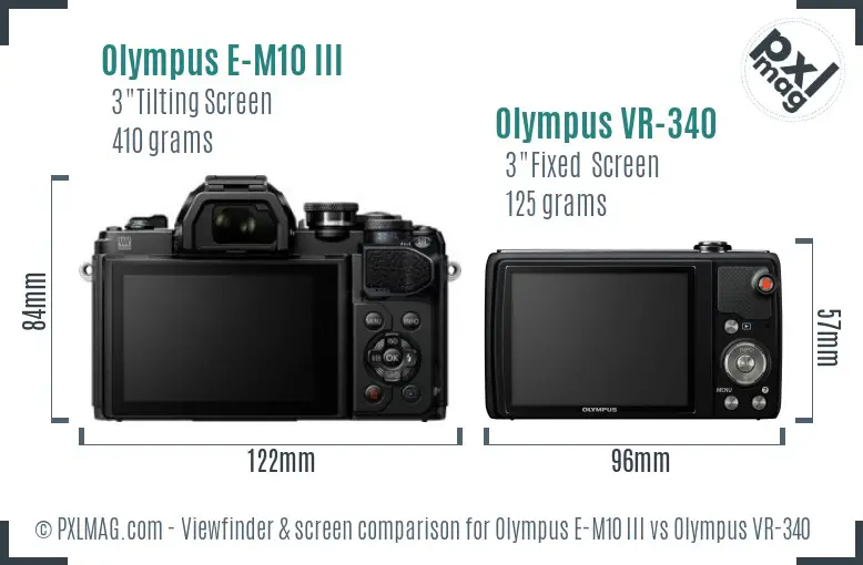 Olympus E-M10 III vs Olympus VR-340 Screen and Viewfinder comparison