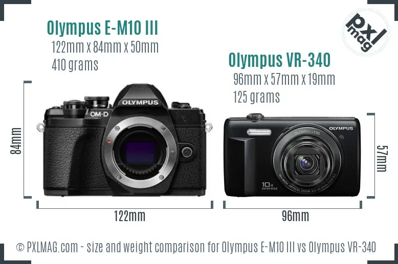 Olympus E-M10 III vs Olympus VR-340 size comparison
