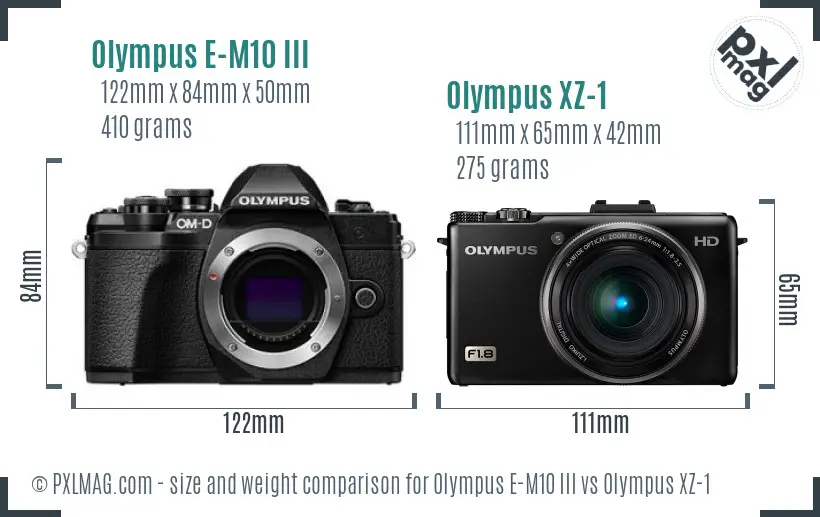 Olympus E-M10 III vs Olympus XZ-1 size comparison