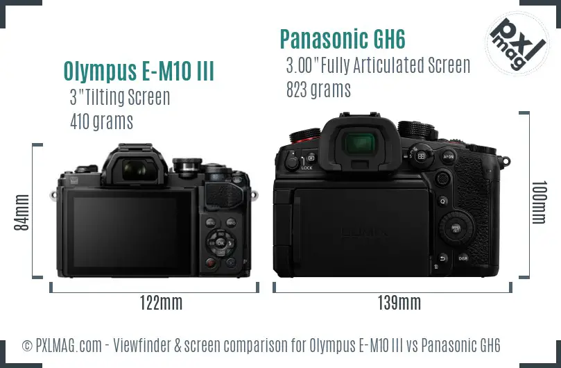 Olympus E-M10 III vs Panasonic GH6 Screen and Viewfinder comparison