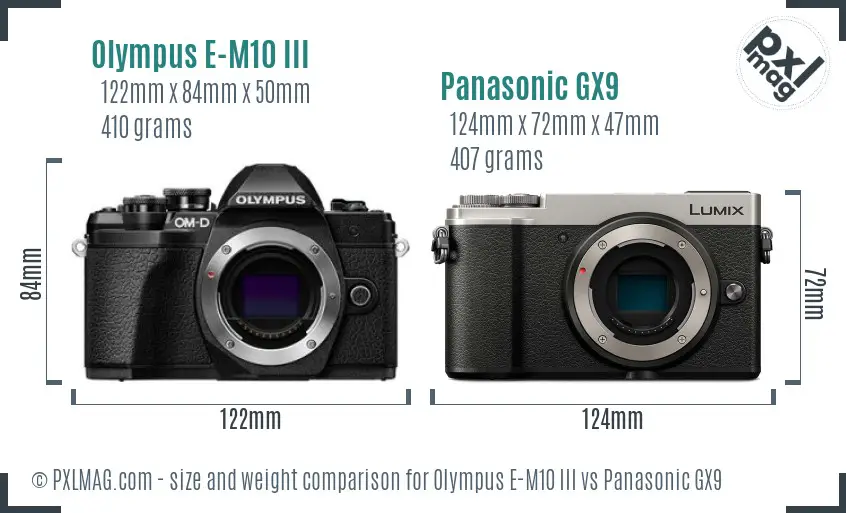 Olympus E-M10 III vs Panasonic GX9 size comparison