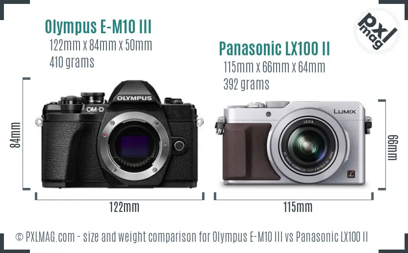 Olympus E-M10 III vs Panasonic LX100 II size comparison