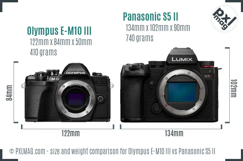 Olympus E-M10 III vs Panasonic S5 II size comparison